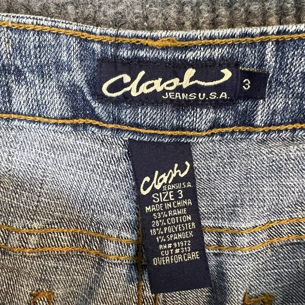 Rare Y2K Clash Patchwork Boot Cut Jeans Size 3 Festival 90's Boho Hippie Artsy - Picture 14 of 15